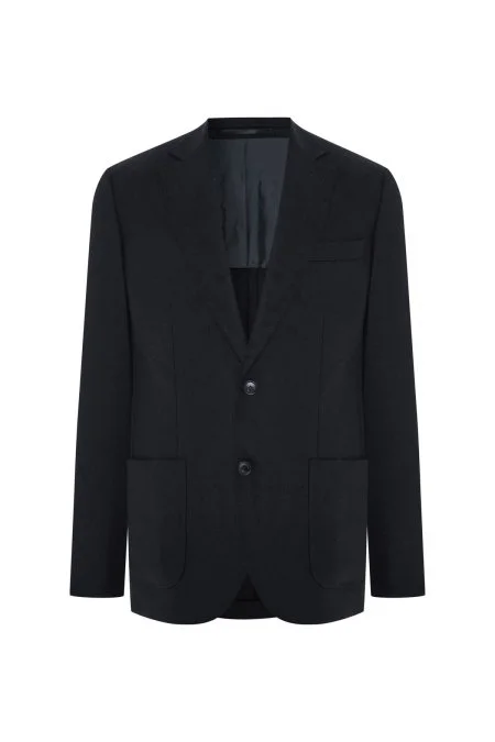 İtalyan Yün Kaşmir Karışım Koyu Lacivert Blazer Ceket