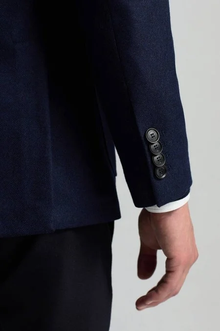 İtalyan Yün Kaşmir Karışım Lacivert Blazer Ceket