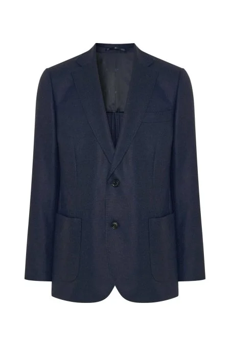 İtalyan Yün Kaşmir Karışım Lacivert Blazer Ceket