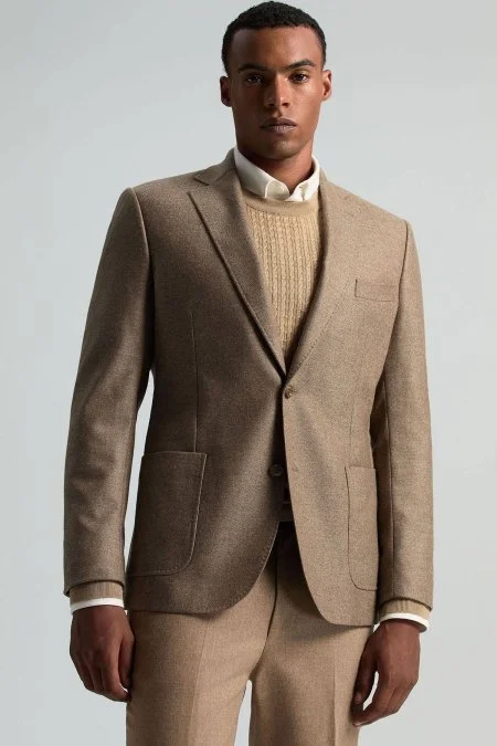 İtalyan Yün Kaşmir Karışım Tütün Rengi Blazer Ceket İtalyan Yün Kaşmir Karışım Tütün Rengi Blazer Ceket