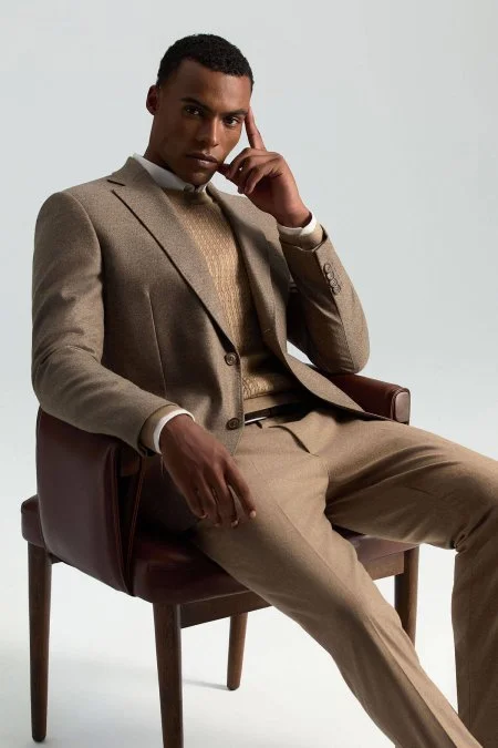 İtalyan Yün Kaşmir Karışım Tütün Rengi Blazer Ceket İtalyan Yün Kaşmir Karışım Tütün Rengi Blazer Ceket