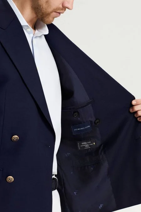 İtalyan Yün Lacivert Yazlık Kruvaze Ceket