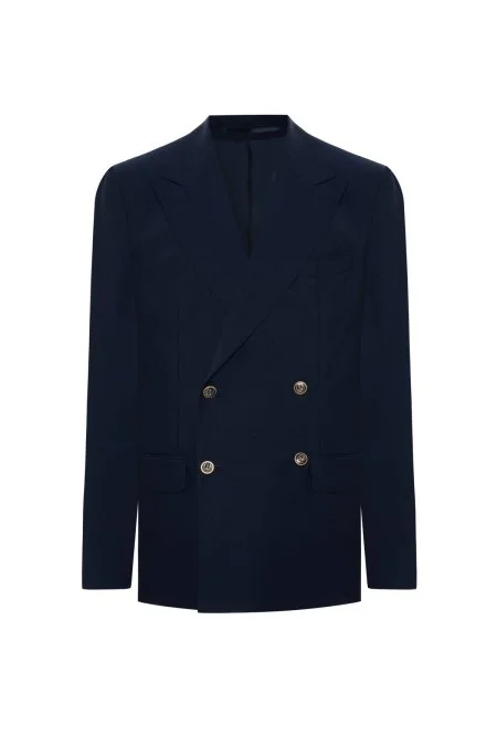 İtalyan Yün Lacivert Yazlık Kruvaze Ceket