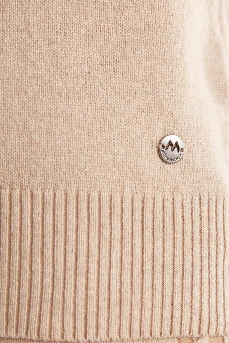 Kaşmir İpek Karışımlı Balıkçı Yaka Camel Kazak