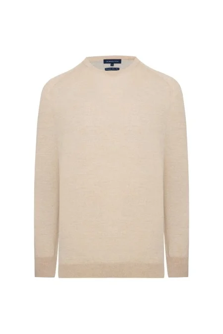 Kaşmir Karışım Bisiklet Yaka Camel Triko