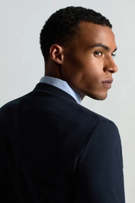 Kaşmir Karışım Bisiklet Yaka Lacivert Triko