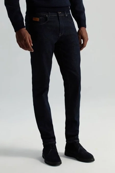Kaşmir Karışım Kışlık Lacivert Denim Pantolon