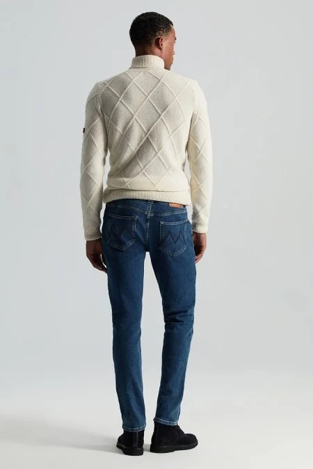 Kaşmir Karışım Kışlık Mavi Denim Pantolon