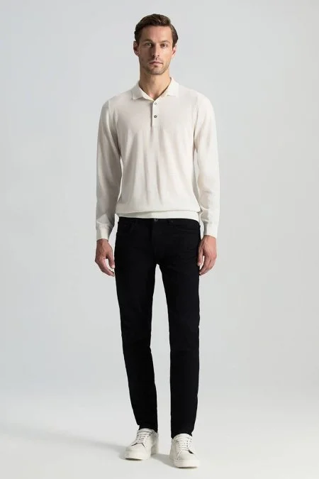 Kaşmir Karışım Kışlık Siyah Denim Pantolon