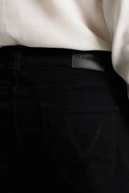 Kaşmir Karışım Kışlık Siyah Denim Pantolon