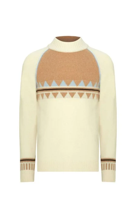 Kaşmir Karışım Lupetto Yaka Ekru Kazak