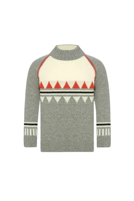 Kaşmir Karışım Lupetto Yaka Gri Çocuk Kazak