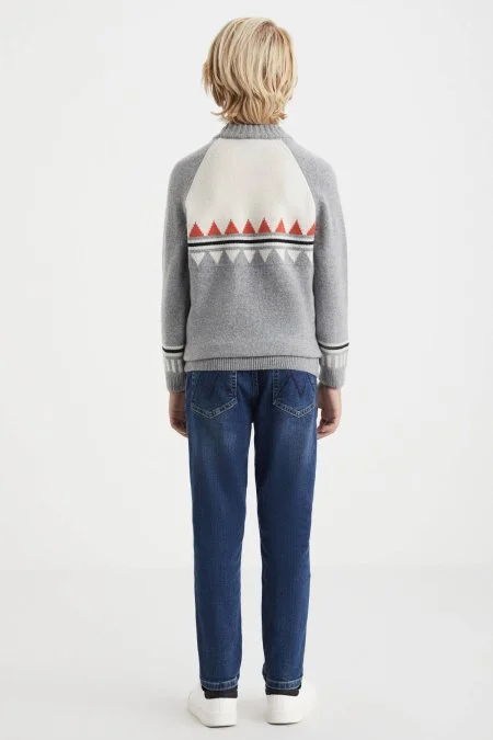 Kaşmir Karışım Lupetto Yaka Gri Çocuk Kazak