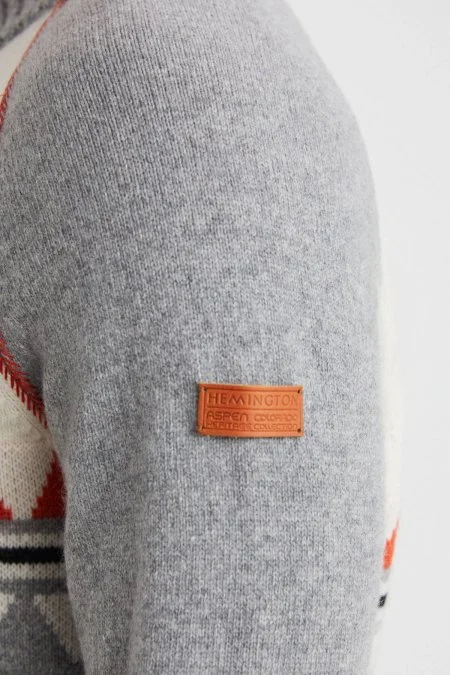 Kaşmir Karışım Lupetto Yaka Gri Kazak