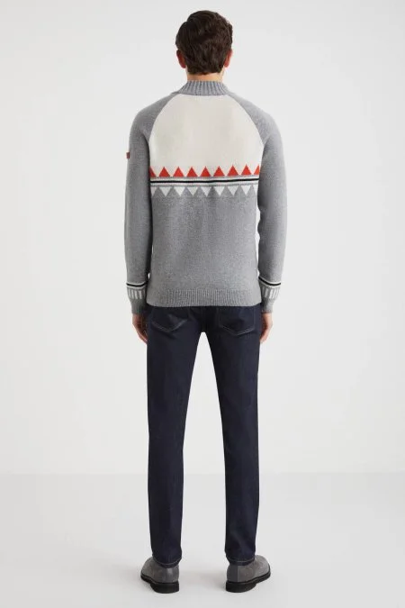 Kaşmir Karışım Lupetto Yaka Gri Kazak