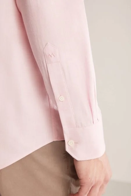 Kaşmir Karışım Gizli Düğme Pembe Business Gömlek