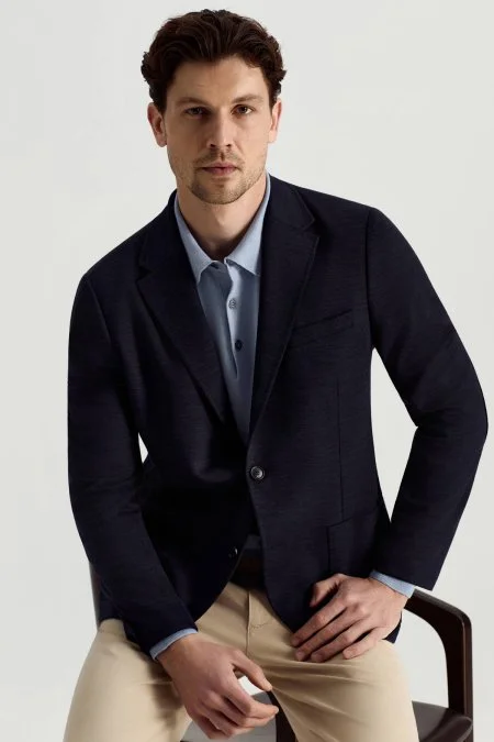 Kaşmir Pamuk Karışım Polo Yaka Gök Mavisi Triko