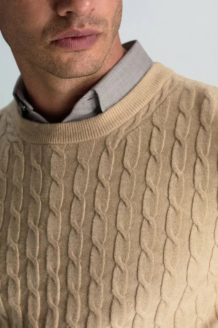 Kaşmir Karışım Gizli Düğme Koyu Kahve Gömlek