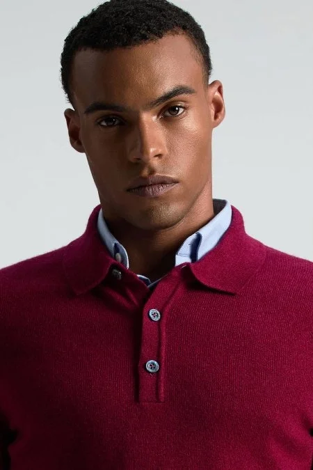 Kaşmir Karışım Gizli Düğme Mavi Gömlek