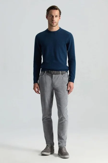 Kaşmir Pamuk Karışım 5 Cep Açık Gri Pantolon