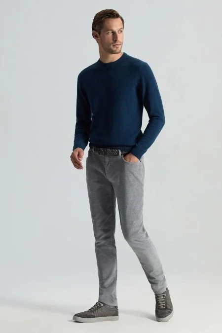 Kaşmir Pamuk Karışım 5 Cep Açık Gri Pantolon