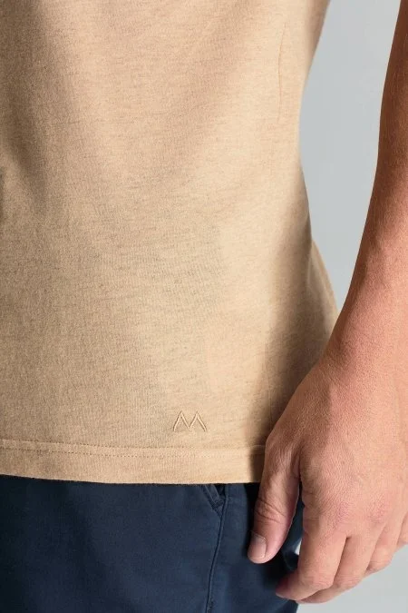 Kaşmir Pamuk Karışım Bisiklet Yaka Camel T-Shirt