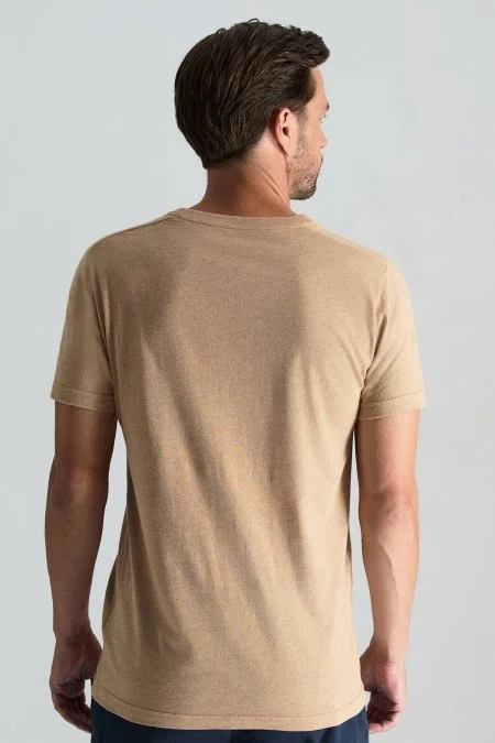 Kaşmir Pamuk Karışım Bisiklet Yaka Camel T-Shirt