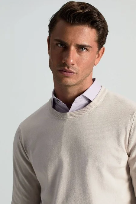 Kaşmir Pamuk Karışım Latte Rengi Triko