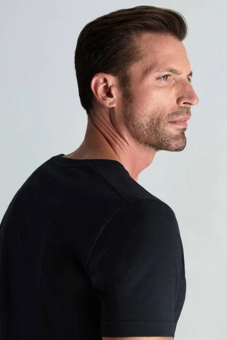 Kaşmir Pamuk Karışım Bisiklet Yaka Siyah T-Shirt