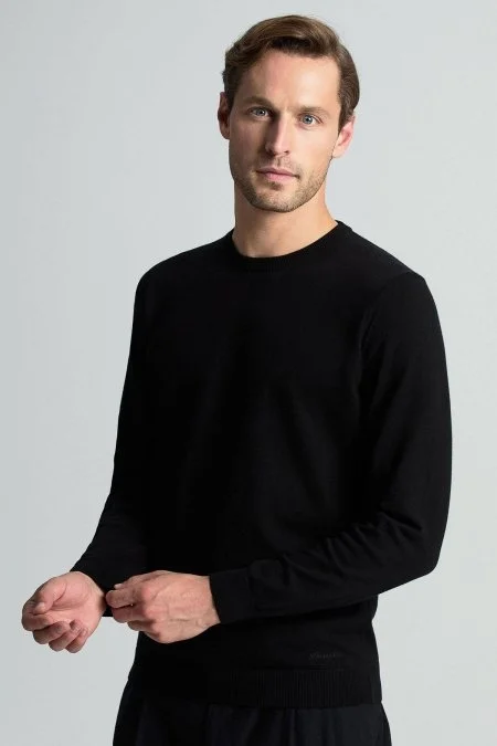 Kaşmir Pamuk Karışım Siyah Triko