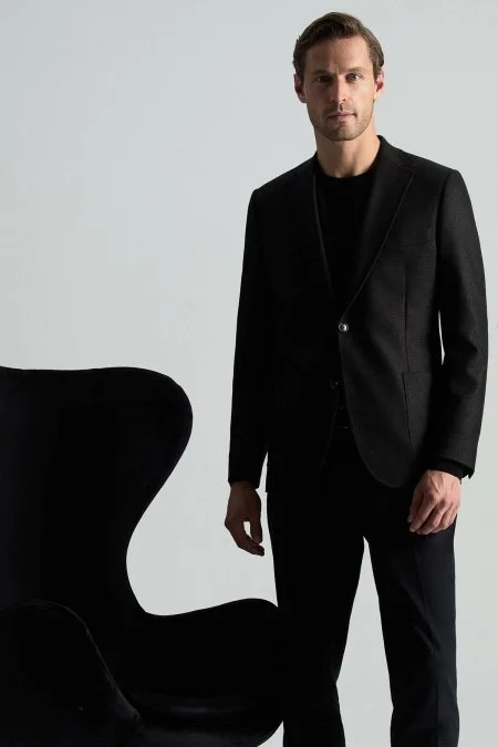 Kaşmir Pamuk Karışım Siyah Triko