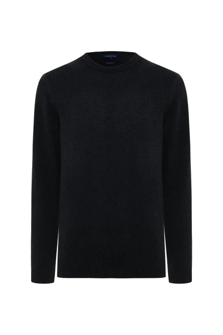 Kaşmir Pamuk Karışım Siyah Triko