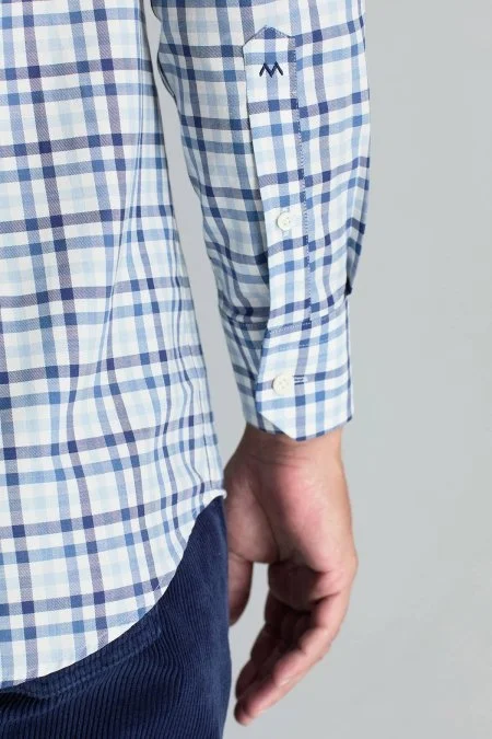 Kaşmir Pamuk Karışım Kareli Lacivert Gömlek