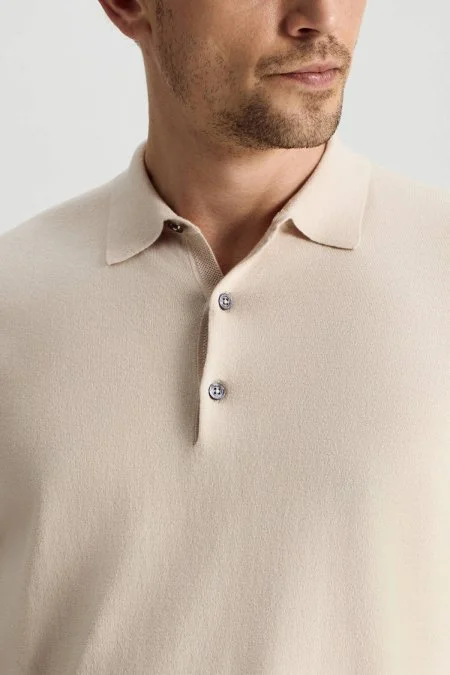 Kaşmir Pamuk Karışım Krem Triko Polo
