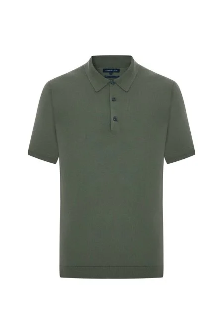 Kaşmir Pamuk Karışım Yeşil Triko Polo