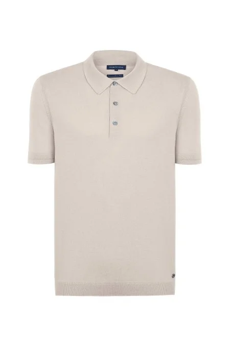 Kaşmir Pamuk Karışım Bej Triko Polo