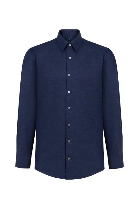 Kaşmir Pamuk Karışım Lacivert Gömlek