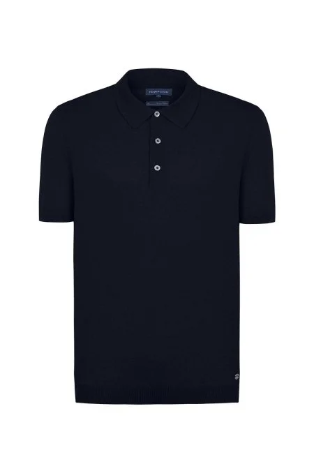 Kaşmir Pamuk Karışım Lacivert Triko Polo