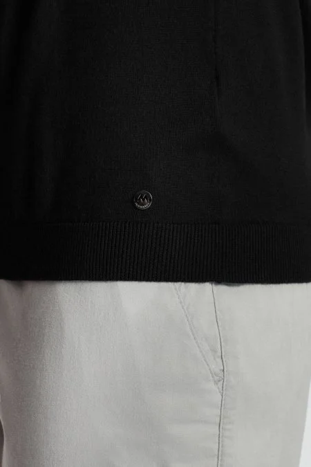 Kaşmir Pamuk Karışım Siyah Triko Polo