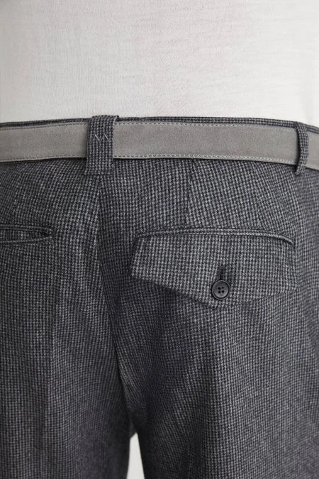 Kaşmir Yün Gri Chino Flanel Pantolon