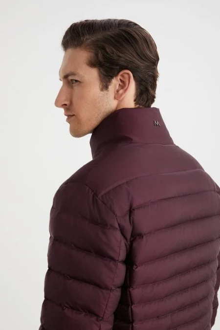 Kaz Tüyü Dolgulu Bordo İnce Mont