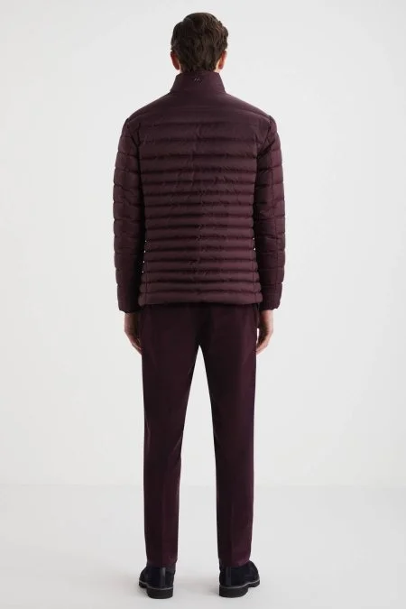 Kaz Tüyü Dolgulu Bordo İnce Mont