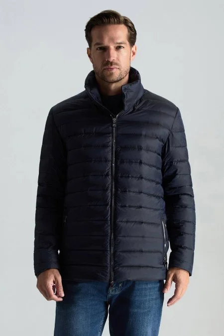 Kaz Tüyü Dolgulu Lacivert İnce Spor Mont