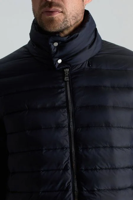 Kaz Tüyü Dolgulu Lacivert İnce Spor Mont