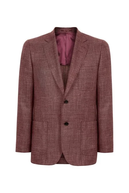 Keten-Yün Karışım Bordo Yazlık Blazer Ceket