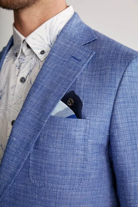 Keten Yün Karışım Koyu Mavi Yazlık Blazer Ceket