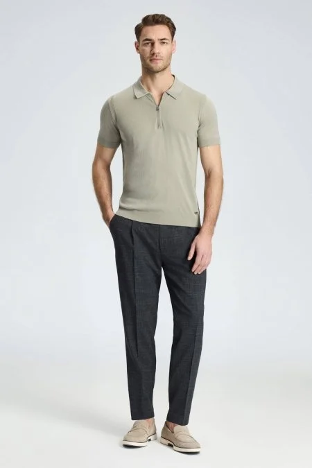 Keten Yün Karışım Siyah Klasik Dokuma Pantolon