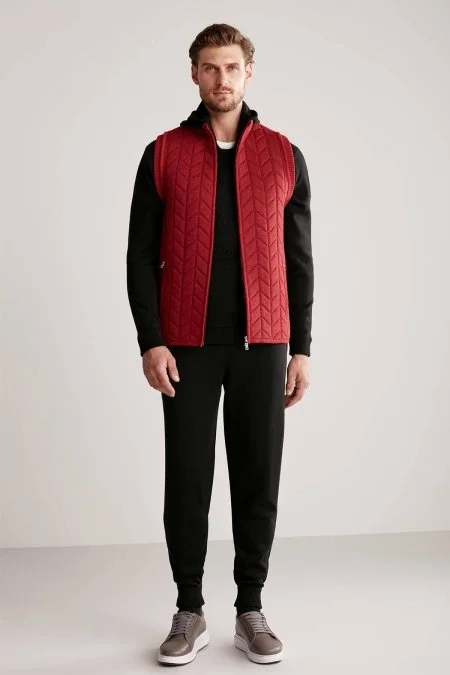 Kırmızı Activewear Merino Yün Triko Yelek