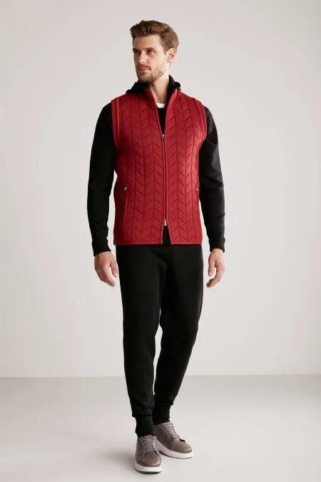 Kırmızı Activewear Merino Yün Triko Yelek