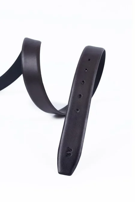 El Yapımı Koyu Gri Klasik Deri Kemer